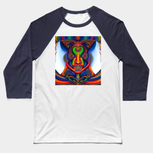 New World Gods (14) - Mesoamerican Inspired Psychedelic Art Baseball T-Shirt